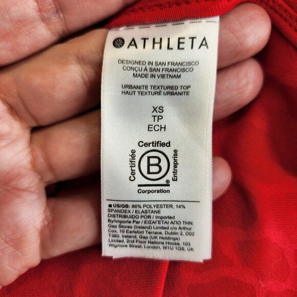 Athleta Urbanite Top Womens XS Red Leopard Vented Commuter Wicking UPF Cooling - Picture 11 of 16